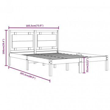 Cadru de pat Super King, 180x200 cm, lemn masiv - Img 5