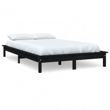 Cadru de pat Super King 6FT, 180x200 cm, negru, lemn masiv - Img 2
