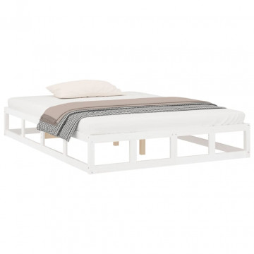 Cadru de pat Super King 6FT, alb, 180x200 cm, lemn masiv - Img 3
