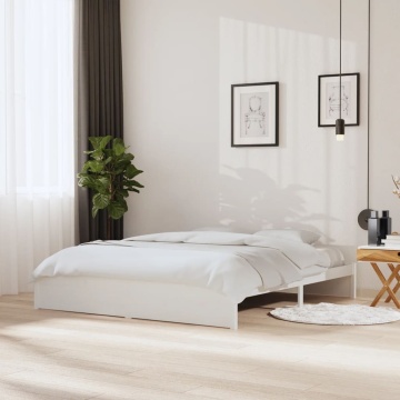 Cadru de pat Super King, alb, 180x200 cm, lemn masiv - Img 1
