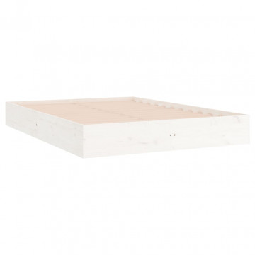 Cadru de pat Super King, alb, 180x200 cm, lemn masiv - Img 4