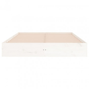 Cadru de pat Super King, alb, 180x200 cm, lemn masiv - Img 8