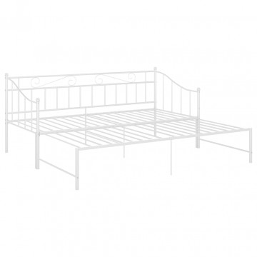 Cadru pat canapea extensibilă, alb, 90x200 cm, metal - Img 4