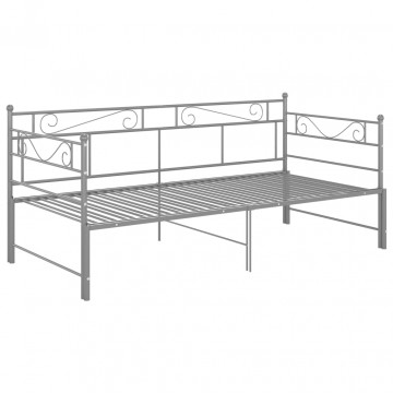 Cadru pat canapea extensibilă, gri, 90x200 cm, metal - Img 5