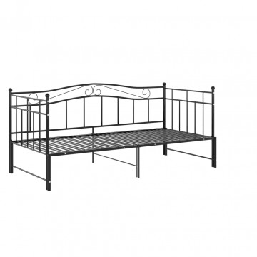 Cadru pat canapea extensibilă, negru, 90x200 cm, metal - Img 5