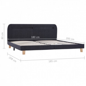 Cadru pat cu LED-uri, gri închis, 180x200 cm, material textil - Img 7