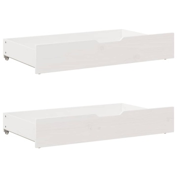 Cadru pat cu sertare, 140x200 cm, alb, lemn masiv pin - Img 7