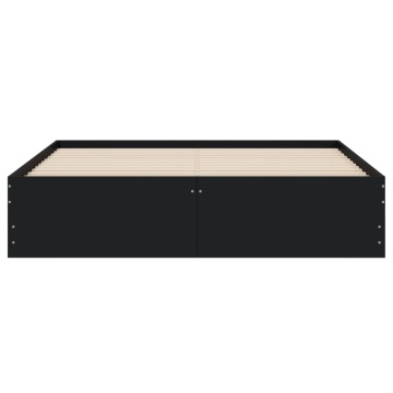 Cadru pat cu sertare negru extralucios 150x200cm lemn prelucrat - Img 5
