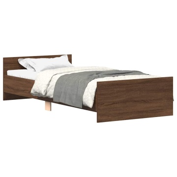 Cadru pat fără saltea stejar maro 100x200 cm lemn prelucrat - Img 2