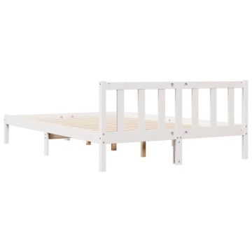 Cadru pat foarte lung fără saltea alb 140x210 cm lemn masiv pin - Img 5