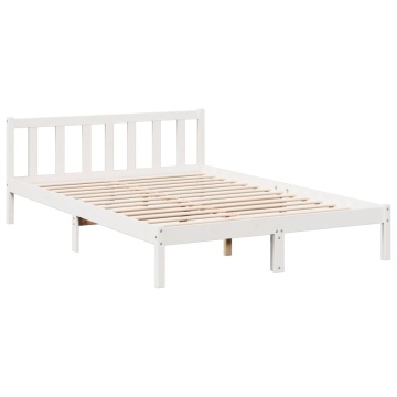 Cadru pat foarte lung fără saltea alb 140x220 cm lemn masiv pin - Img 3