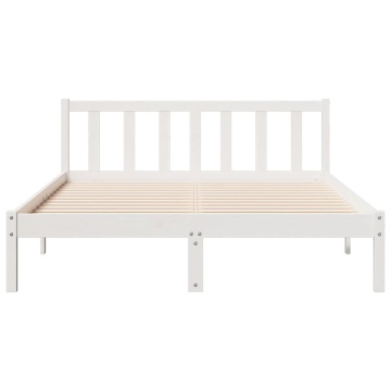 Cadru pat foarte lung fără saltea alb 160x220 cm lemn masiv pin - Img 4
