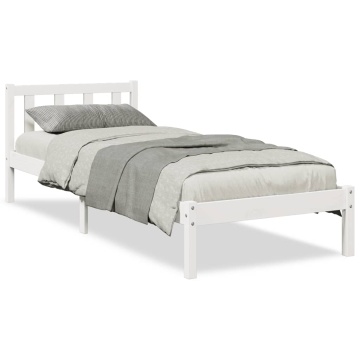 Cadru pat foarte lung fără saltea alb 90x210 cm lemn masiv pin - Img 2