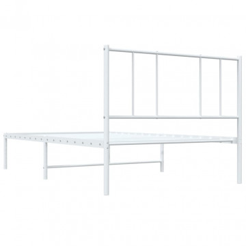 Cadru pat metalic cu tăblie, alb, 90x200 cm - Img 7