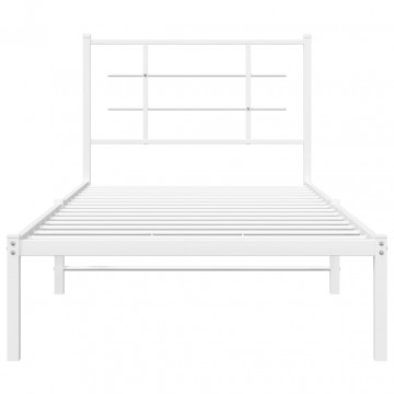 Cadru pat metalic cu tăblie, alb, 90x200 cm - Img 8