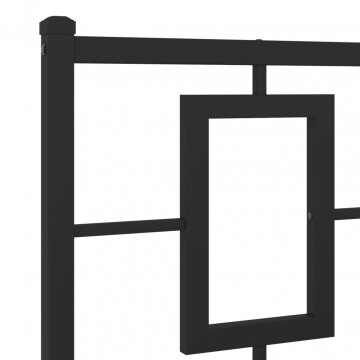 Cadru pat metalic cu tăblie de cap/picioare, negru, 140x200 cm - Img 7