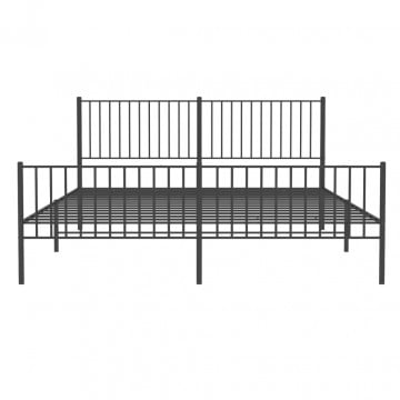 Cadru pat metalic cu tăblie de cap/picioare, negru, 180x200 cm - Img 8