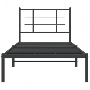 Cadru pat metalic cu tăblie, negru, 90x200 cm - Img 8