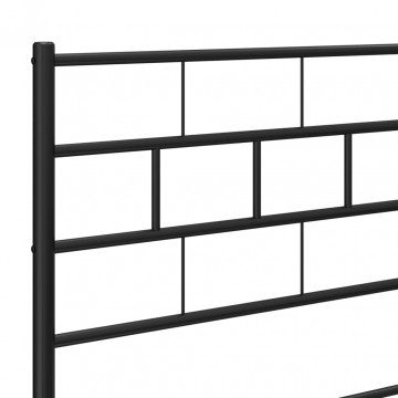 Cadru pat metalic cu tăblii de cap/picioare, negru, 75x190 cm - Img 7