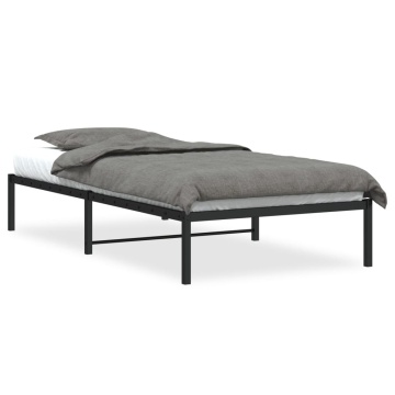 Cadru pat metalic, negru, 100x190 cm - Img 2
