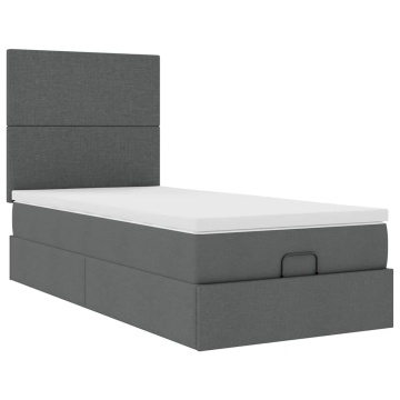 Cadru pat otoman cu saltea țesătură gri închis 100x200 cm - Img 5