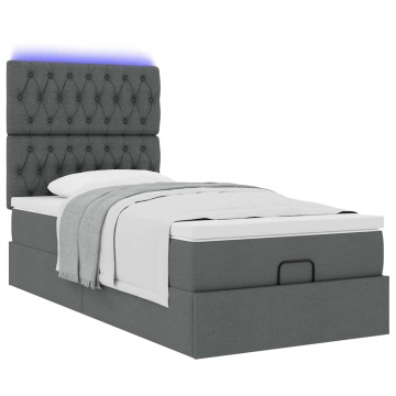 Cadru pat otoman cu saltea țesătură gri închis 100x200 cm - Img 5