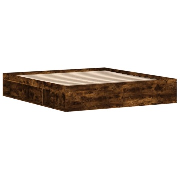 Cadru pat, stejar afumat, 180x200 cm, Super King Size - Img 7