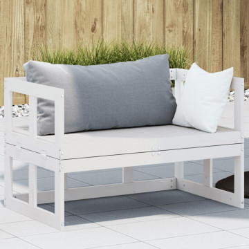 Canapea banchetă extensibilă de grădină, alb, lemn masiv de pin - Img 1