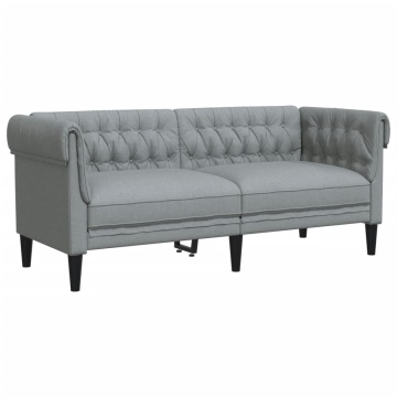 Canapea Chesterfield cu 2 locuri, gri deschis, material textil - Img 2