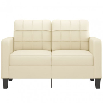 Canapea cu 2 locuri, crem, 120 cm, piele ecologică - Img 3