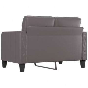 Canapea cu 2 locuri, gri, 120 cm, piele ecologică - Img 8