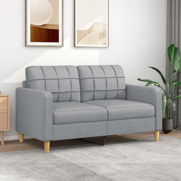 Canapea cu 2 locuri, gri deschis, 140 cm, material textil - Img 1