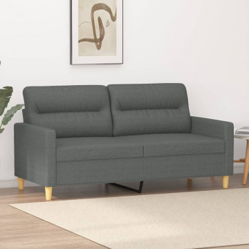 Canapea cu 2 locuri, gri închis, 140 cm, material textil - Img 1