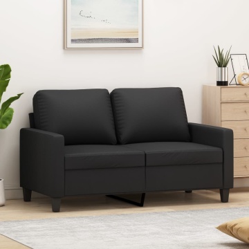 Canapea cu 2 locuri, negru, 120 cm, piele ecologică - Img 1