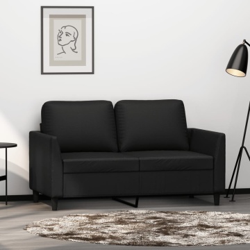 Canapea cu 2 locuri, negru, 120 cm, piele ecologică - Img 1
