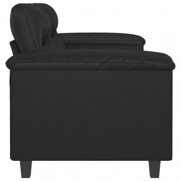 Canapea cu 2 locuri, negru, 120 cm, piele ecologică - Img 4
