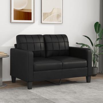 Canapea cu 2 locuri, negru, 120 cm, piele ecologică - Img 1