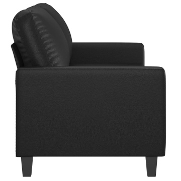 Canapea cu 2 locuri, negru, 140 cm, piele ecologică - Img 4