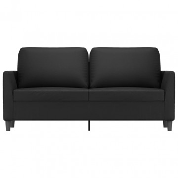 Canapea cu 2 locuri, negru, 140 cm, piele ecologică - Img 3