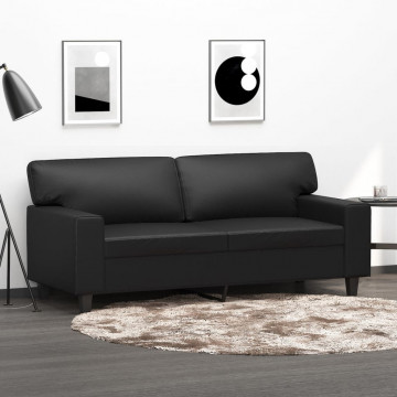 Canapea cu 2 locuri, negru, 140 cm, piele ecologică - Img 1