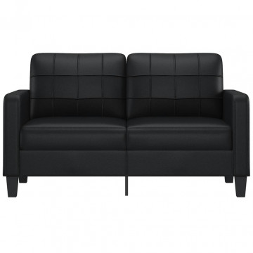 Canapea cu 2 locuri, negru, 140 cm, piele ecologică - Img 3