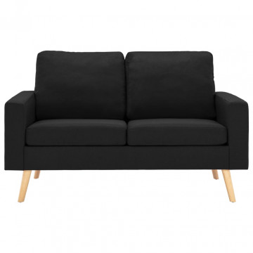 Canapea cu 2 locuri, negru, material textil - Img 3