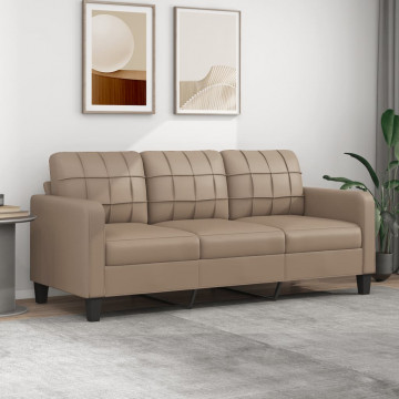 Canapea cu 3 locuri, cappuccino, 180 cm, piele ecologică - Img 1