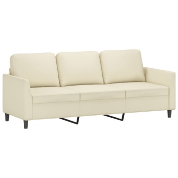 Canapea cu 3 locuri, crem, 180 cm, piele ecologică - Img 2
