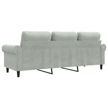 Canapea cu 3 locuri, gri deschis, material 180CM catifea - Img 5