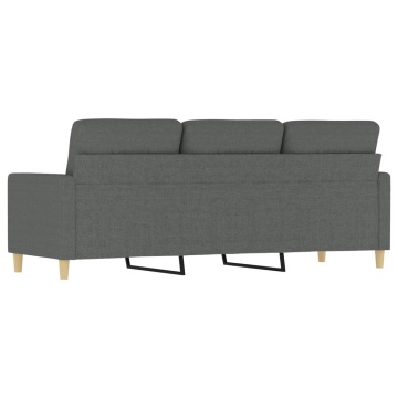 Canapea cu 3 locuri, gri închis, 180 cm, material textil - Img 8