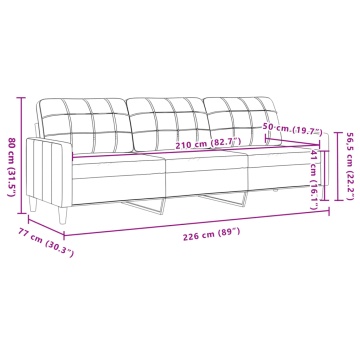 Canapea cu 3 locuri, gri închis, 210 cm, material textil - Img 7