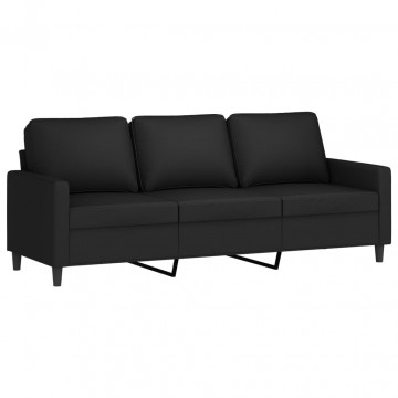 Canapea cu 3 locuri, Negru, 180 cm, catifea - Img 2