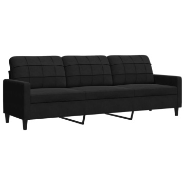 Canapea cu 3 locuri, negru, 210 cm, material catifea - Img 2