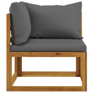 Canapea de colț modulară, pernă gri închis, lemn masiv acacia - Img 3